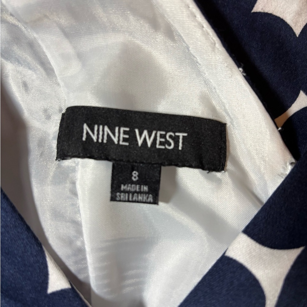 Nine West Blue and White Geometric Midi Dress - Picture 6 of 7
